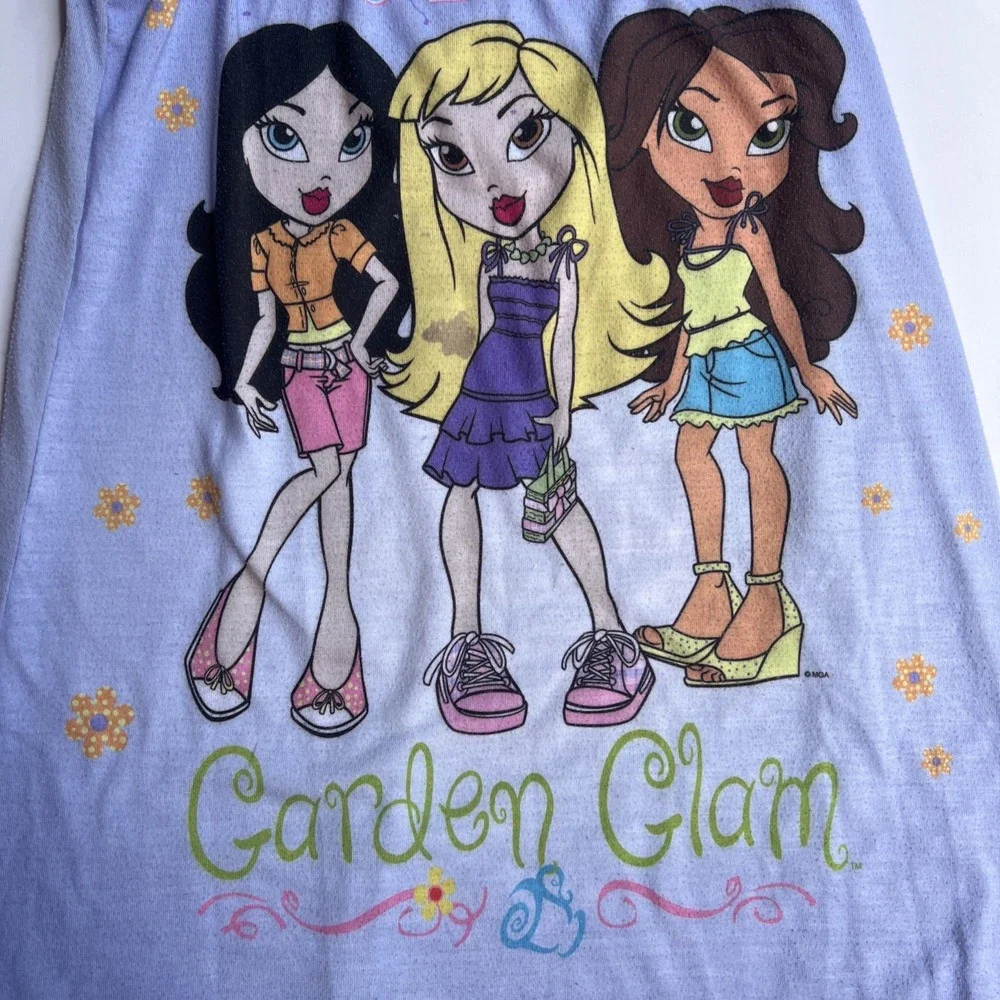VTG Y2K Lil Bratz Garden Glam Nightgown Girls M 7/8 Purple Sleep Dress RARE